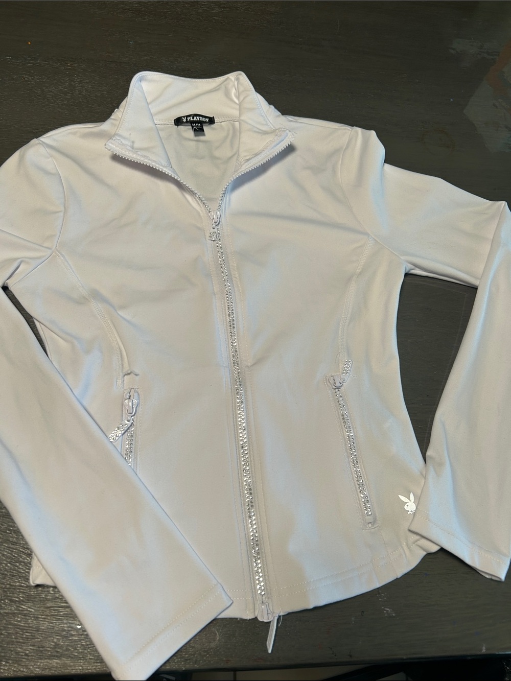 PLAYBOY Women's White Zip-Up Utility Jacket